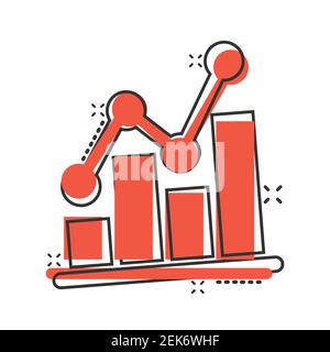 Diagramm-Symbol im Comic-Stil. Pfeil wachsen Cartoon Vektor Illustration auf weißem isolierten Hintergrund. Analyse Splash Effect Business Concept. Stock Vektor
