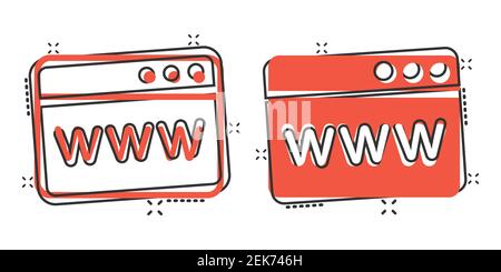 Website Domain-Symbol im Comic-Stil. COM Internet-Adresse Cartoon Vektor Illustration auf weißem Hintergrund isoliert. Server-Splash-Effekt Business Conce Stock Vektor