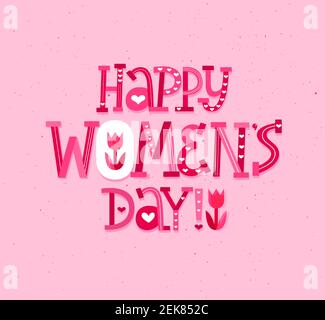 Happy Women Day Spaß modernen Schriftzug Grußkarte Stock Vektor