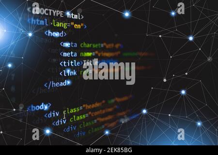 html Programmierung Web Entwicklung Computer-Codiersprache für Websites. Mixed Media Stockfoto