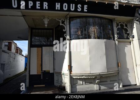 Islington, London, Großbritannien. Februar 2021, 23rd. Route out of Lockdown angekündigt, geschlossene Pubs in Islington könnten bis zum 12th. April wieder eröffnet werden. Kredit: Matthew Chattle/Alamy Live Nachrichten Stockfoto