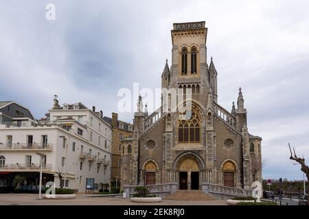 Außenansicht der Sainte-Eugenie Kirche in Biarritz, Frankreich Stockfoto