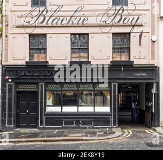 Blackie Boy öffentliches Haus außen in Newcastle upon Tyne Bigg Market, Großbritannien Stockfoto