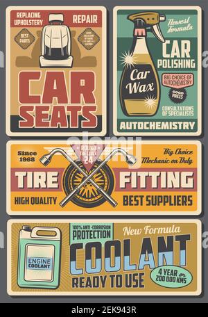 Auto Reinigung und Polieren Chemie Retro Werbeplakat für Service oder  chemische Reiniger Shop. Vektor-Design von Auto Wachs Sprühflasche für Auto  Stock-Vektorgrafik - Alamy