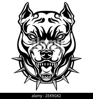 Mascot. Vektorkopf von Cougar. Schwarze Darstellung von Gefahr Hund isoliert auf weißem Hintergrund. Für Dekoration, Druck, Design, Logo, Sportvereine, tätowierung Stock Vektor