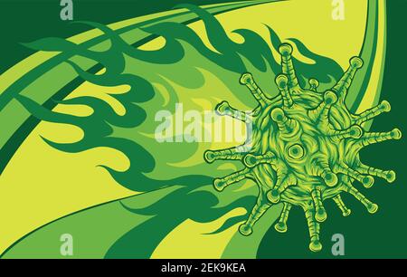 corona-Virus brennt mit Flammen Vektor-Illustration Stock Vektor