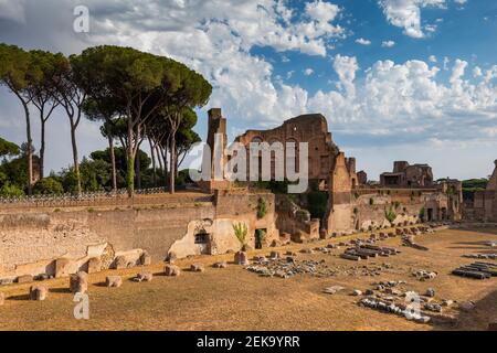 Italien, Rom, Palatin, Hippodrom von Domitian oder Stadio Palatino, altes römisches Stadion Stockfoto