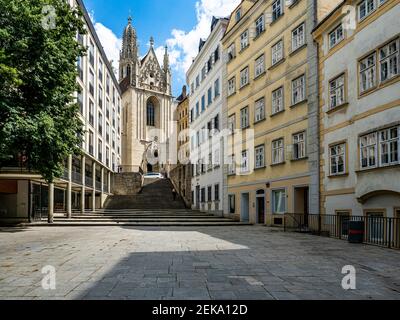 Österreich, Wien, Passauer Platz mit der Marie am Gestade Kirche Stockfoto