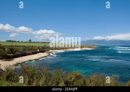 Panoramablick auf eine Küste, Hookipa Beach Park, Maui, Hawaii, USA Stockfoto