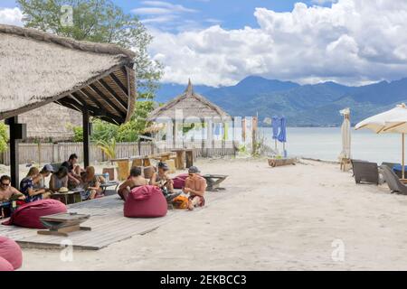 Gili Air Island im Indischen Ozean. 03.01.2017 das Hotel und die Umgebung. Umweltfreundliche Insel. Stockfoto