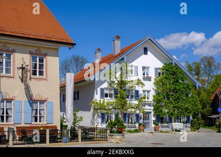 Deutschland, Bayern, Diessen am Ammersee, Gebäudefassade mit Kriechanlage bedeckt Stockfoto