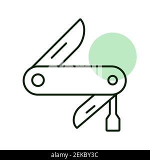 Vektorsymbol für Jackmesser. Camping und Wanderzeichen. Graph Symbol für Reise-und Tourismus-Website und Apps Design, Logo, App, UI Stock Vektor