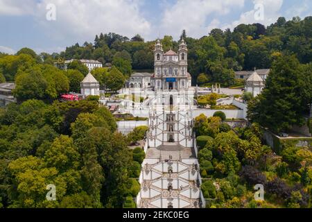 BOM Jesus Sanctuary Drohne Luftaufnahme in Braga, Portugal Stockfoto