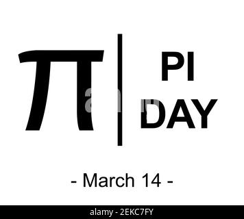 Pi Day Symbol, Schild, Logo (3,14). Design mit Vorhängeschloss. Weißer Hintergrund. Vektorgrafik. März 14. Stockfoto