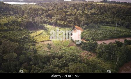 Kamerun, Luftaufnahme des Flusses Sanaga in der Landschaft Stockfoto