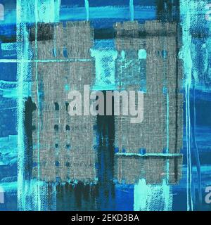 Abstrakte Illustration blau Stoff Applikation. Ethnischer Hintergrund Stockfoto