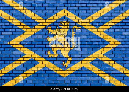 Flagge von East Lothian auf Ziegelmauer gemalt Stockfoto