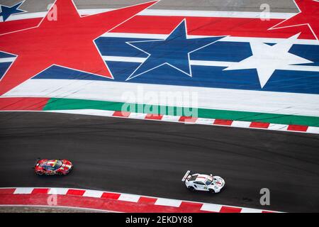 51 CALADO James (gbr), PIER GUIDI Alessandro (ita), Ferrari 488 GTE EVO Team AF Corse, 91 BRUNI Gianmaria (ita), LIETZ Richard (aut), Porsche 911 RSR 19 Team Porsche GT Team, Aktion während des Lone Star Le Mans 2020, 6 Stunden Rennstrecke der Amerikas, Fünfter Lauf der FIA-Langstrecken-Weltmeisterschaft 2020 vom 21. Bis 23. Februar in Austin, USA - Foto Antonin Vincent / DPPI Stockfoto