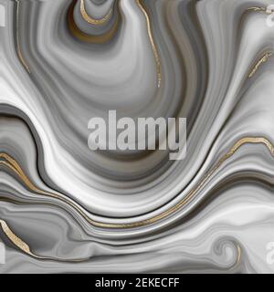 Flüssiger abstrakter Marmor Achat Hintergrund mit Gold Glitter Splatter Textur. Flüssiger Marmoreffekt mit Goldvene. Abbildung Stockfoto