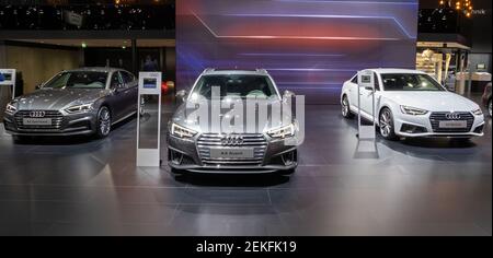 Audi A4 Avant auf dem Automobilsalon in Brüssel. Belgien - 18. Januar 2019. Stockfoto