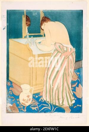 Mary Cassatt (1844-1926) 'Woman Bathing', Farbe aquatinta, mit Trockenpunkt von drei Tellern, auf cremefarbenem Papier, 1890/91 Stockfoto