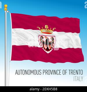 Autonome Provinz Trient, Flagge der Provinz, Italienische Republik, Vektorgrafik Stock Vektor