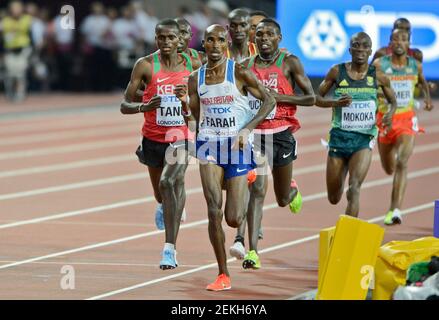 Mo Farah (Großbritannien, Goldmedaille), Paul Kipngetich Tanui (Kenia, Bronzemedaille). 10000 Meter Männer. IAAF World Championships London 2017 Stockfoto