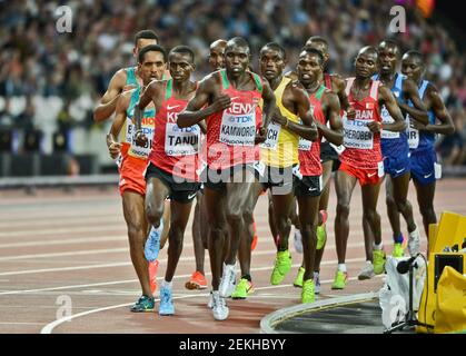 Die kenianischen Athleten Geoffrey Kamworor, Paul Kipngetich Tanui (Bronzemedaille). 10000 Meter Männer - IAAF World Championships London 2017 Stockfoto