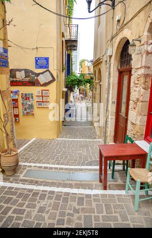 Chania, Griechenland - 14. Juni 2018 : Chania Altstadt Street view. Chania ist eine beliebte Touristenattraktion in Griechenland. Stockfoto