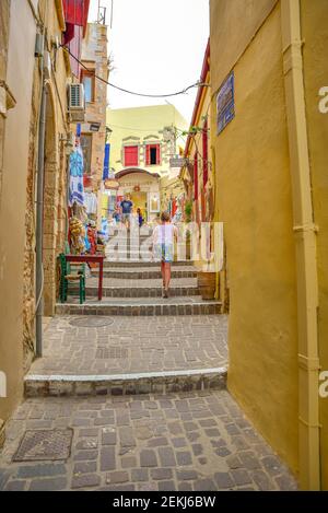 Chania, Griechenland - 14. Juni 2018 : Chania Altstadt Street view. Chania ist eine beliebte Touristenattraktion in Griechenland. Stockfoto