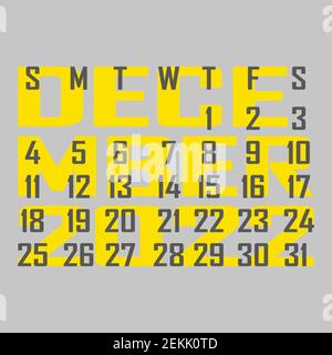 Briefkalender für Dezember 2022. Die Woche beginnt am Sonntag. Zeit-, Planungs- und Terminkonzept. Flaches Design. Abnehmbarer Kalender für den Monat. Vect Stock Vektor