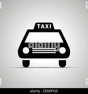 Car Taxi Silhouette, einfache schwarze Symbol mit Schatten Stock Vektor