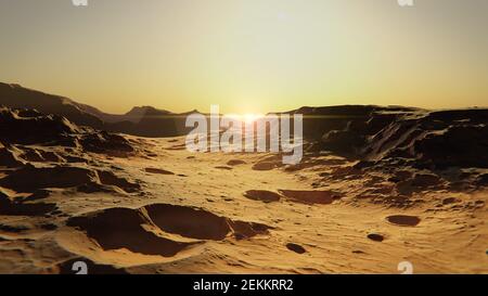 Landschaft auf dem Planeten Mars, szenische Raum Wüste Szene auf dem roten Planeten Stockfoto
