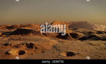 Landschaft auf dem Planeten Mars, Wüste auf dem roten Planeten Stockfoto