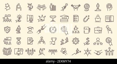 Fähigkeiten, Empowerment Leadership Development Icons Stock Vektor