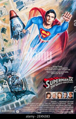 Superman IV: The Quest for Peace (1987) unter der Regie von Gary Goddard mit Christopher Reeve, Gene Hackman und Margot Kidder. Der Mann aus Stahl Kreuzzüge für nukleare Abrüstung und trifft nuklearen Mann. Stockfoto