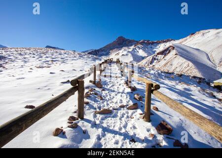 Der Aconcagua Provincial Park befindet sich im Nordwesten der Provinz Mendoza, Abteilung Las Heras, liegt 165 km von der Stadt Mendoza entfernt Stockfoto