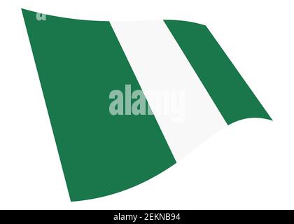 Nigeria winkende Flagge Grafik isoliert auf weiß mit Beschneidungspfad 3D Abbildung Stockfoto