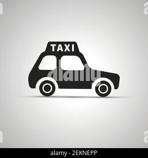 Auto Taxi Silhouette, Seitenansicht einfache schwarze Symbol mit Schatten Stock Vektor