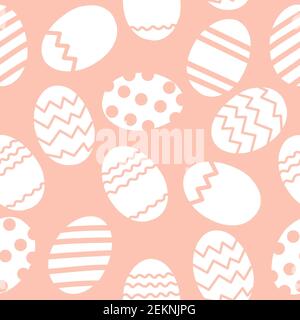 Nahtloses Muster mit Blumen, Kaninchen und Ostereiern Stockfoto