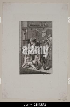 Meno Haas (1752-1833); Franz Ludwig Catel (1778-1856), Illustration mit uniformierter Person auf dem Schlachtfeld mit einem Lügenmenschen, 1801 Stockfoto