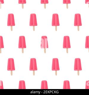 Nahtloses Muster mit rosa Eisknallen. Handgezeichnete Vektorgrafik. Sommerliches Textil-Design Stock Vektor