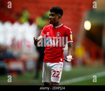 Woolwich, Großbritannien. Februar 2021, 23rd. WOOLWICH, Vereinigtes Königreich, FEBRUAR 13:Charlton Athletic Ian Maatsen (Leihgabe von Chelsea) während der Sky Bet League One zwischen Charlton Athletic und Burton Albion2at The Valley, Woolwich am 23rd. Februar 2021 Credit: Action Foto Sport/Alamy Live News Stockfoto