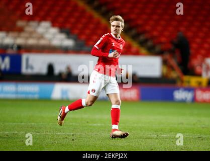 Woolwich, Großbritannien. Februar 2021, 23rd. WOOLWICH, Vereinigtes Königreich, FEBRUAR 13: Charlton Athletic's Matt Smith (Leihgabe von Arsenal) während Sky Bet League One zwischen Charlton Athletic und Burton Albion2at The Valley, Woolwich am 23rd. Februar, 2021 Credit: Action Foto Sport/Alamy Live News Stockfoto