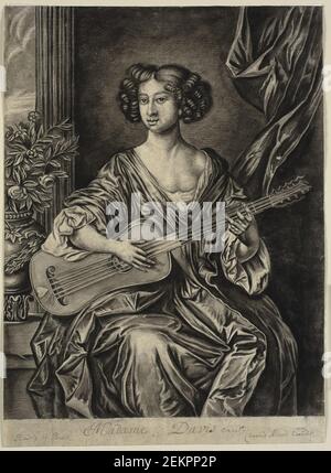 Thomas Watson (1748-1781), Frau mit Gitarre. 'Madame Davis' nach Sir Peter Lelys Porträt von Mary Davies vom 1674, 1748-1781 Stockfoto