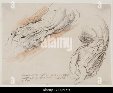 Willem Panneels (1601-1634), anatomische Studien. Ein Mann überflutete linken Unterarm in zwei Positionen, 1628-1630 Stockfoto