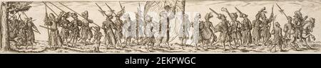 Jan Theodor de Bry (1561-1623), Soldatenzüge; Tabbereren in der Mitte, 1561-1623 Stockfoto