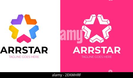 Stern-Logo mit Pfeil-Symbol. Bunt abstrakt kreative Logo mit Stern und Pfeil. Stock Vektor