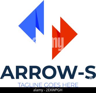 Pfeil Buchstaben s farbige Logo. S Buchstabe Tech Sync Logo Vektor Linie Symbol Stock Vektor