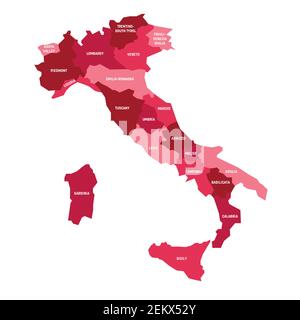 Italien - Karte der Regionen Stock Vektor